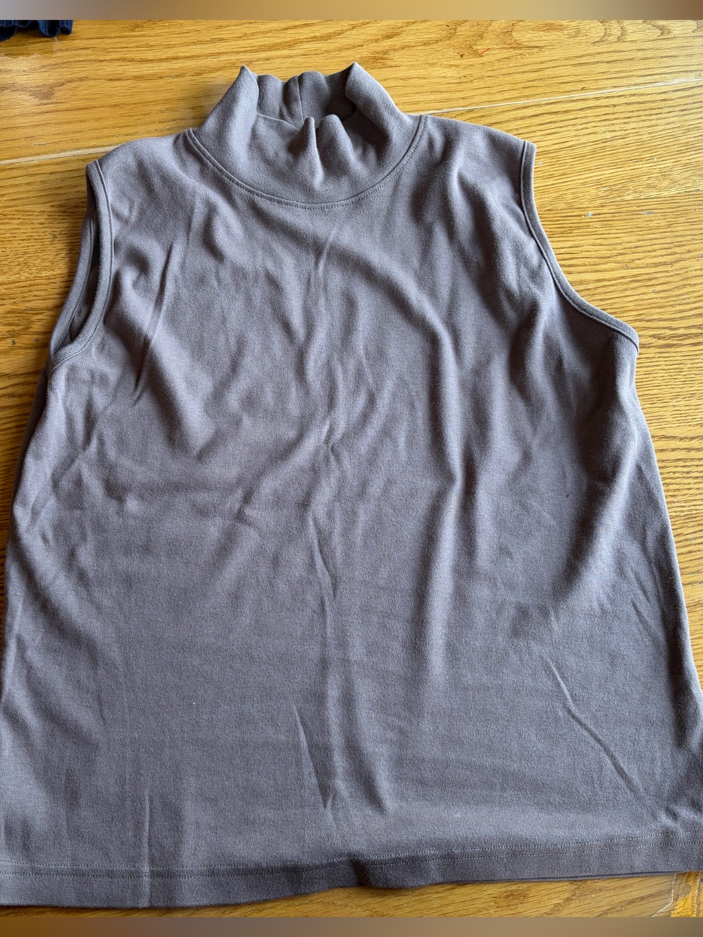 Vintage 100% Cotton Sleeveless Mock Neck Tank Top in Brown